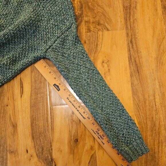 Peruvian Connection SzSm Green n White freckles mixed Cotton Sweater pullon top - Picture 7 of 13